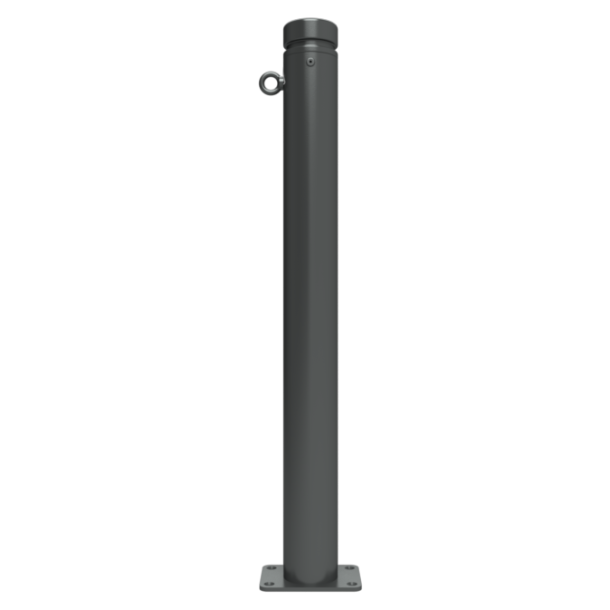 Ornamental bollard | Series 482B | � 82 mm | stationary, to be fixed by plugswith base plate 100 x 150 mm | without lock | with 1 eyelet